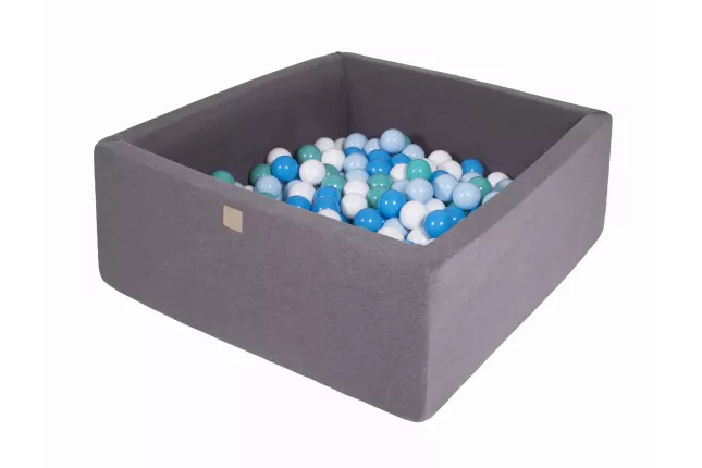 MeowBaby® Square 7cm Dry Ball Pool for Baby, 90x90x40cm/200 balls, Cotton, Dark Grey