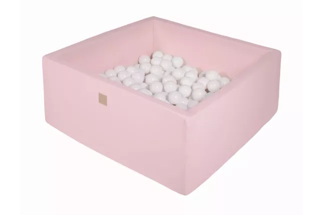 MeowBaby® Square Dry Ball Pool 7cm for Baby, 90x90x40cm/200 balls, Cotton, Light Pink