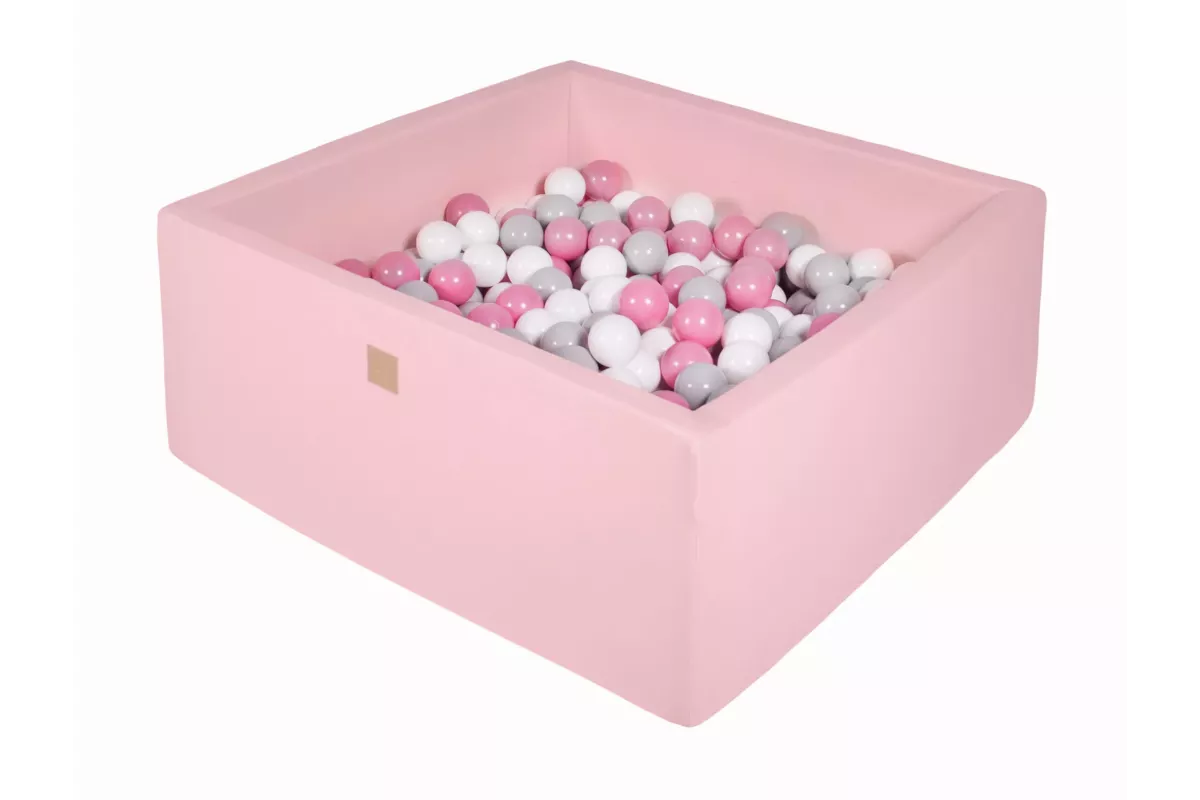 MeowBaby® Square Dry Ball Pool 7cm for Baby, 90x90x40cm/200 balls, Cotton, Light Pink