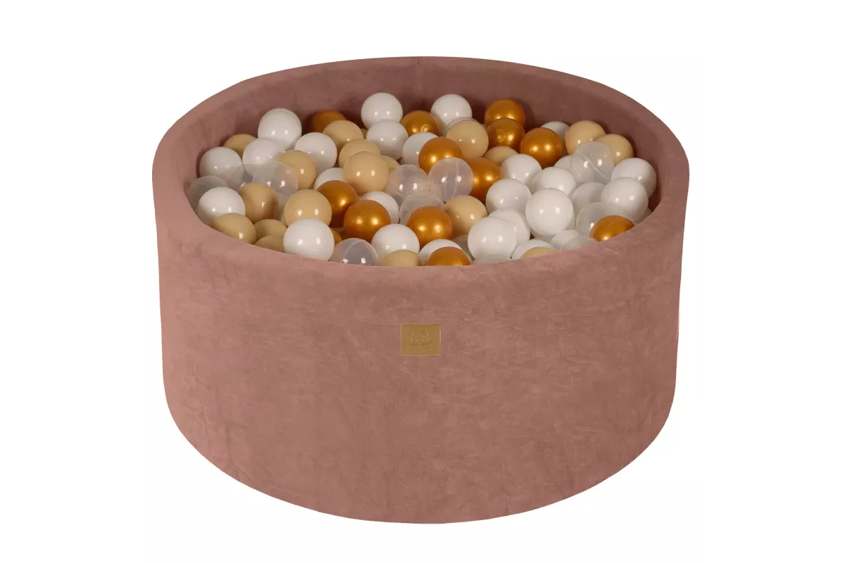 MeowBaby® Round Dry Ball Pool 7cm for Baby, 90x40cm/300 balls, Velour, Beige