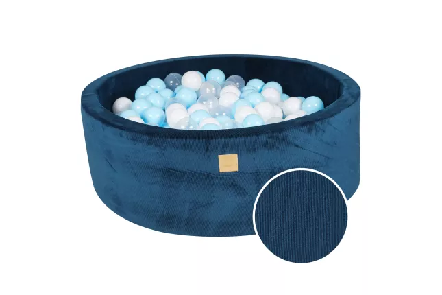 MeowBaby® 7cm Round Dry Ball Pool for Baby, 90x30cm/200 balls, Velour Corduroy, Marine