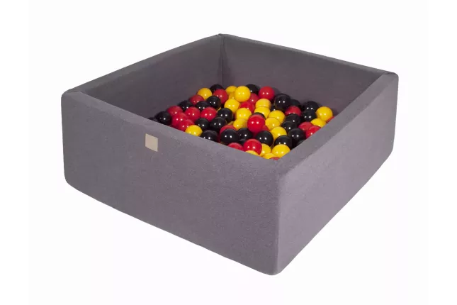 MeowBaby® 7cm Square Dry Ball Pool for Baby, 110x110x40cm/400 balls, Cotton, Dark Grey